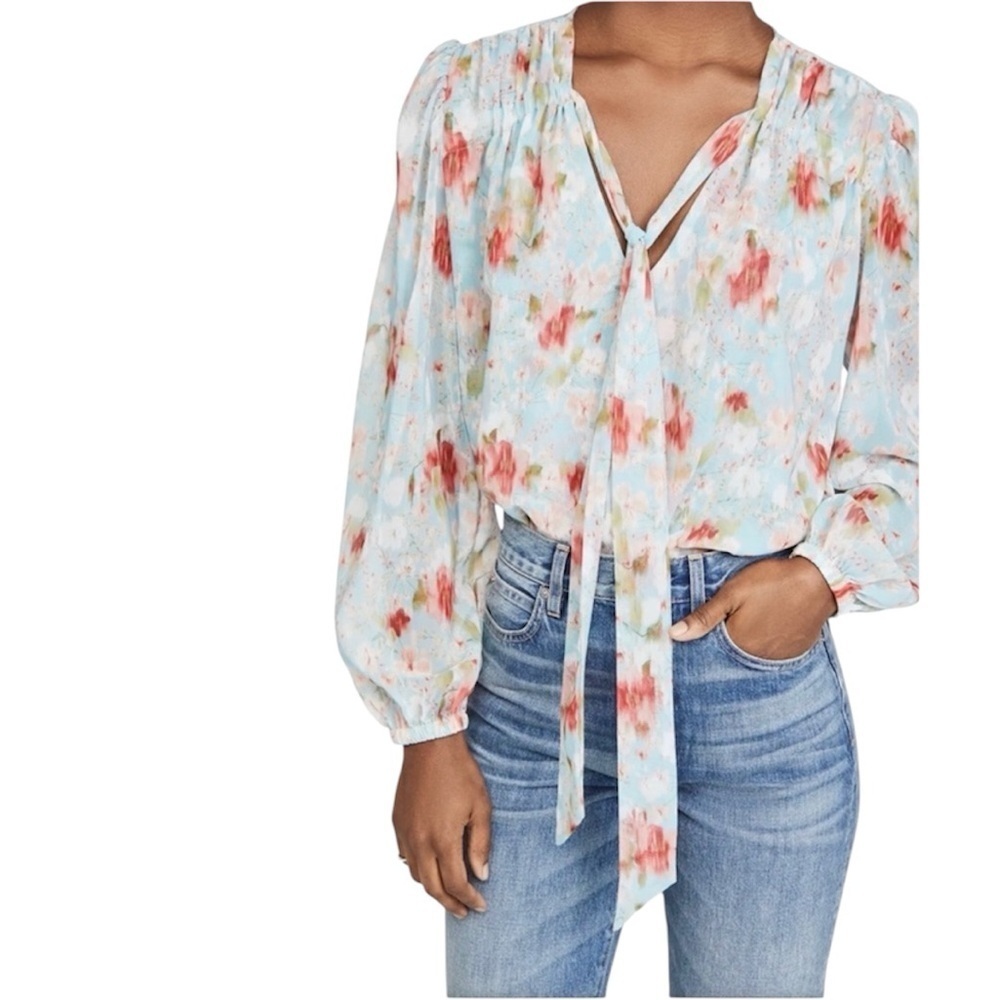 MISA | Women’s Alis Angeles Cayla Floral Scarf Blouse Size Small